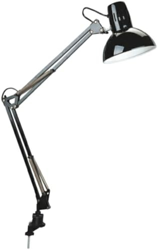 WatioWave Lampe architecte noire E27 60 W, design moderne, éclairage optimal pour les bureaux, les studios et les espaces de travail.