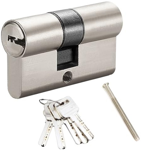 Idota Cylindre Serrure 30x30mm, Barillet Porte d'entrée avec 5 clés, Cylindre de Serrure Verrouillable des Deux Côtés, Longueur: 60 mm, 30x30mm