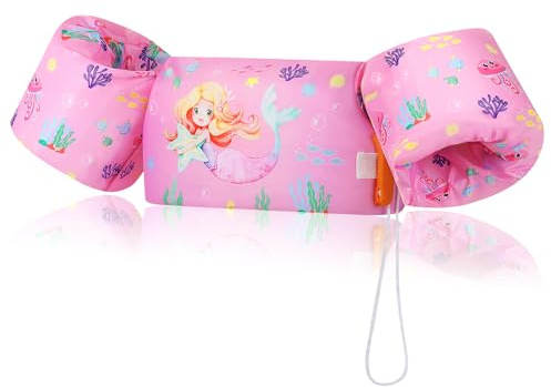 MoKo Swim Arm Band for Kids 20-30-40-50lbs, Toddler Swim Vest Cute Cartoon Swimming Wings Pool Floats Sleeve Children Water Sports Learning Swim Training Equipment, Pink Mermaid