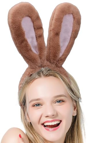 Tuxxjzm Orejas de conejo para adultos, tocado de conejo de Pascua para cosplay, diadema de animales de peluche, diadema de orejas de conejo para decoración de disfraces de fiesta