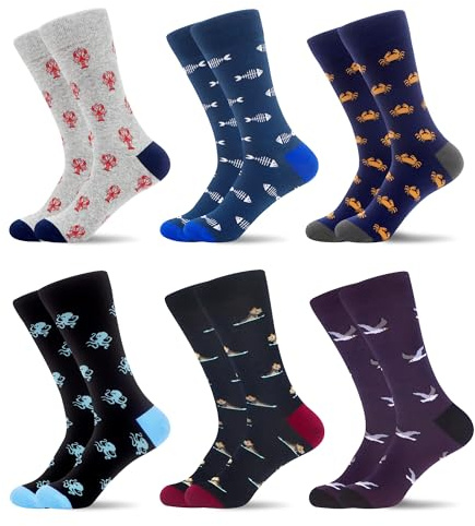 WeciBor 6 pares de calcetines de negocios para hombre, algodón peinado, sin costuras, calcetines de traje, diseño cómodo, transpirable, 43-46