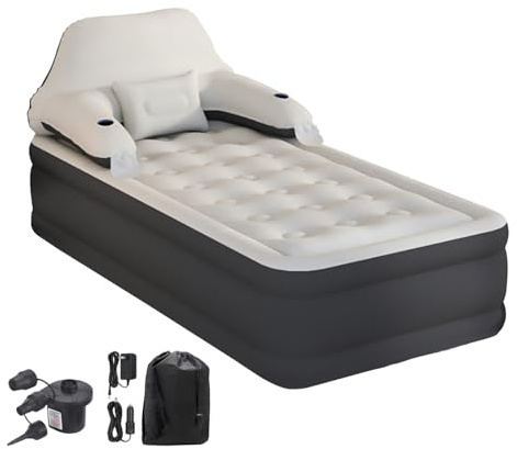 RAPTAVIS Twin Size Air Mattress Inflatable Bed with Pump and Headboard, Blow Up Mattress