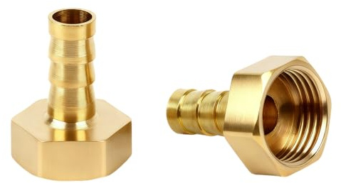 2 PCS Conectores de Latón, Macizo de 10 mm a Rosca, G1/2 Conector Manguera, Racor de Latón Full Flow para Manguera Gas Butano, Conexión para Agua, Aire, Combustible, Piscina, Jardín