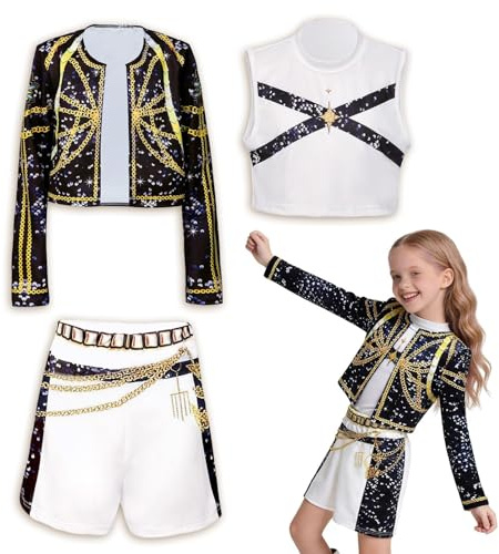 Ekukeon Costume de Cosplay d'anime pour Enfant avec Gilet,Demon Filles Costume,Veste, Short/Jupe, Groupe Kpop pour Halloween, Carnaval,Carnaval Cosplay,Jeu de rôle, fêteKoreanpop