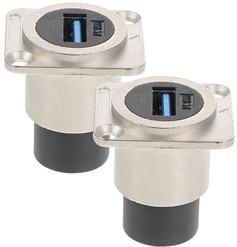 TOPPERFUN Conectores USB 3.0 Montaje Empotrado Doble Hembra D Tipo, Adaptador Paso Mamparo Ip67, Extensión de Datos para Accesorios Electrónicos, 2 Piezas