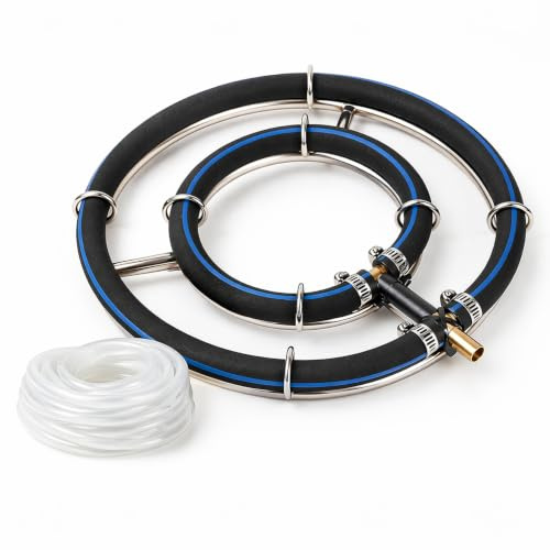YNNHUDEEP Aérateur de bassin - Anneau aérateur - 25 cm - Buse d'air en laiton - Bulles homogènes - Peut être collé - Ne pas boucher - Pour étangs koï - Grande ferme, villa, jardin paysager, étang