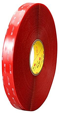 3M VHB Ruban 4905 F Mousse Adhésif Double Face Acrylique, Transparent (Ruban Rouge), 12 mm X 33 m, Paquet de 6