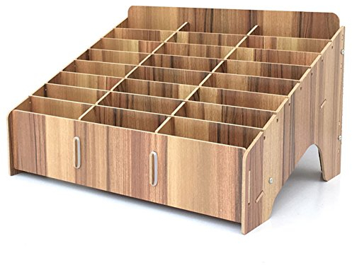 XICHENGSHIDAI Handy-Aufbewahrungsbox, Telefonhalter mit 24 Fächern, Caddy und Stempelkissen-Organizer für Büro- und Schulbedarf - Braun