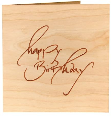 Original Holzgrusskarte - Geburtstagskarte für besondere Glückwünsche zum Geburtstag aus Kirschholz - Geburtstagsbillet, Glückwunschkarte, Postkarte, Geschenkkarte (happy birthday)