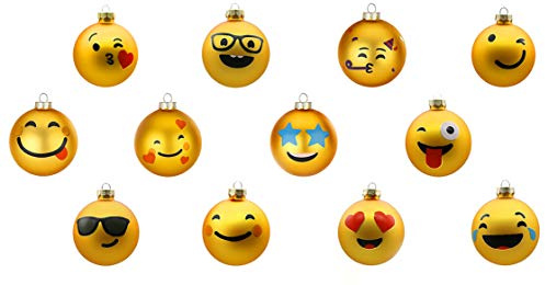 Weihnachtskugeln Mojis Glas 4cm x 12 Stück Christbaumkugeln Emotion/Christbaumschmuck Jokies Inge - Mojis 4cm Glas 12-Fach Sortiert