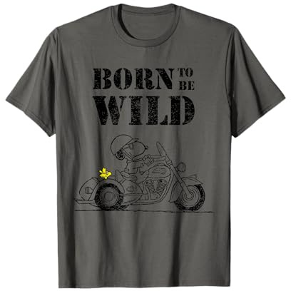 Peanuts Snoopy Sketch Born Wild Motorcycle Comic Fan T-Shirt