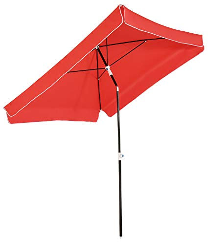 Outsunny Parasol de jardin Parasol droit Parasol inclinable rectangulaire métal polyester haute densité 2L x 2l x 2,6H m rouge