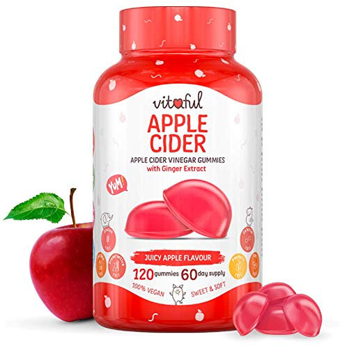 VITAFUL Apple Cider - 120 gommose/2 mesi - Supporta la digestione, la depurazione, la perdita di peso e l'aumento di energia - Aceto di sidro di mele & estratto di zenzero