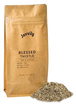 Jovvily Blessed Thistle Herb, 8 oz, Herbal Tea, Cut & Sifted