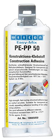 WEICON Easy-Mix PE-PP 50 | 2-K Plastikkleber| für Kunststoffe | transparent | 50 ml