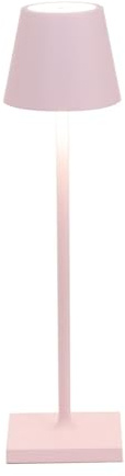 Zafferano, Poldina Micro, Lampada da Tavolo Ricaricabile e Senza Fili con Controllo Touch, Adatta per Salotto ed Esterni, Dimmer, 2200-3000 K, Altezza 27,5 cm, Colore Rosa