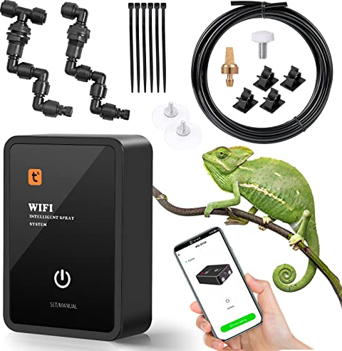 Intelligentes Reptilien Benebelungssystem, Automatisches Zerstäuber für Chameleons, Regenwald Sprüher Terrarien Nebelsystem Indoor Pflanzenbewässerungssystem für Amphibien/Herps/Kräuter