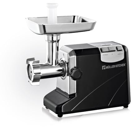 Müller Kitchen MK-6029 - Picadora de carne eléctrica (1800 W, cuerpo de la amoladora de aluminio)