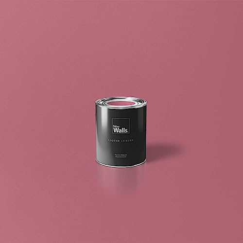 New Walls Premium Wandfarbe Pink, Dunkelrosa Liquid Luxury Dispersionsfarbe für Innenräume – 1 L