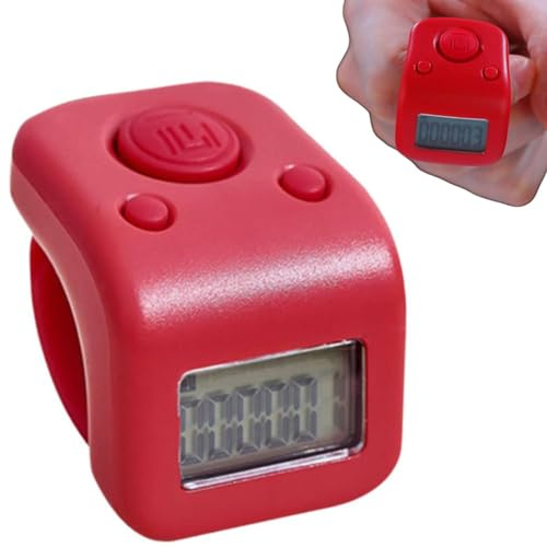 Waterproof Handheld Tally Counter, 6 Digits Number Count Clickers Counter, Rechargeable Finger Counter, Hand Digital Counters Clickers Pitches Counter, Lap Counter with LED (red)