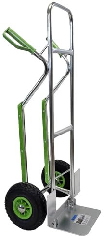 TRUTZHOLM Aluminium Sackkarre mit Treppenrutsche 200 kg Stapelkarre Transportkarre Treppensteiger Alu Klappbare Ladefläche Sicherheitsgriffe (200kg | Lufträder)