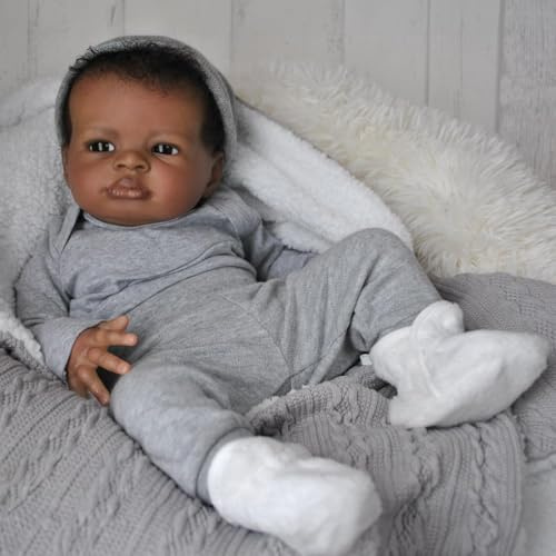 Zero Pam Muñecas Bebe Reborn 20 Pulgadas Bebe Reborn Vinilo Tela Suave Boby Muñeca Negra Muñecas Reborn Realista como My Mini Baby con Accesorios Muñecas para Niñas Niños