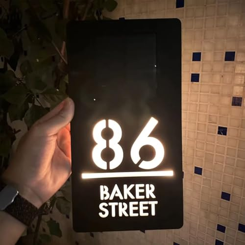 Placa Personalizada Para La Casa Con Luz Solar, Letrero Acrílico 3D Personalizado Con Números Para La Dirección Para La Pared Exterior, Letrero Iluminado Para La Puerta Del Jardín De La Casa