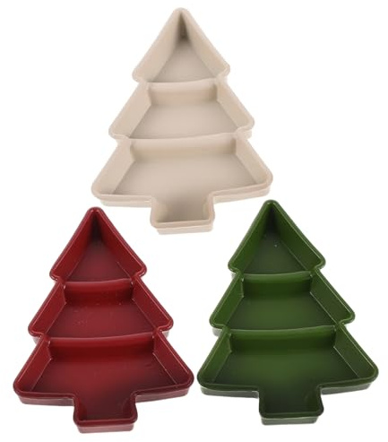 Mikinona 3pezzi Vassoio da Tavolo Decorativo in Miniatura Piatto in Lega per Casa delle Bambole Oggetto di Scena per Disposizione di Albero di Natale Piatto per Cibo per Mini Casa