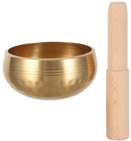 Mobestech Cuenco Tibetano Martillado de Nepal 8 CM con de Madera Mini Cuenco Musical para Meditación y Yoga Instrumento Sonoro Portátil para Relajación y Atención Plena en Casa y Oficina