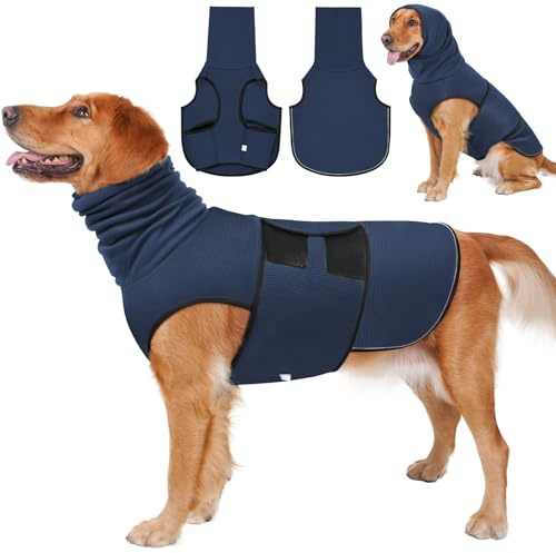 BARKLESS Chaleco de ansiedad 2 en 1 para perros con capucha, camisa suave calmante para perros con cubierta elástica para orejas y cabeza para aliviar el estrés, chaqueta transpirable para tormentas