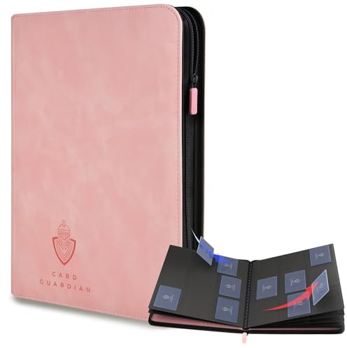Card Guardian Carpeta prémium de 9 bolsillos con cremallera, color rosa
