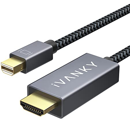 IVANKY Cavo Mini DisplayPort a HDMI [Nylon Intrecciato] Cavo Mini DP a HDMI 4K@30Hz Compatibile con Surface Pro, Dell XPS 13-2M