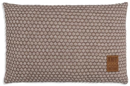 KNIT FACTORY - Juul Kissen - Zierkissen mit Füllung und Bezug - Rechteckige Dekokissen - Sofakissen aus 30% Wolle und 70% Polyacryl - Marron/Beige - 60x40 cm