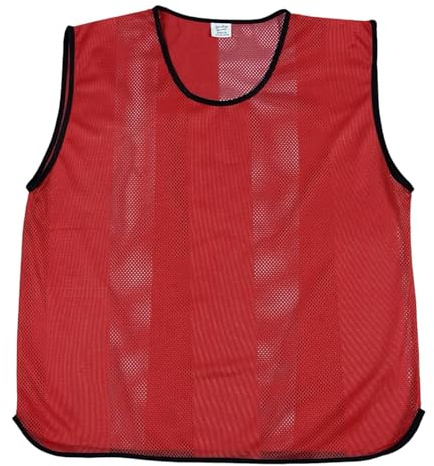 Sterling Sports 10 X Training Bibs Sports Mesh Football Bibs Adult - Quick Dry Football Training Equipment For Soccer, Rugby, Basketball & Cricket (Red, Senior Mens (XL to XXL))