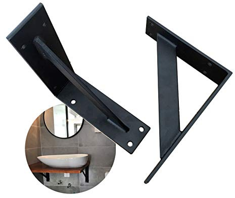 2PCS Escuadras Estanterias Industrial Muy Fuerte Color De Negro, Soportes De Estante De Alta Resistencia, Espesar Soporte para Estante, Peso De Carga 400 Kg, con Tornillos Y Anclajes 25cm