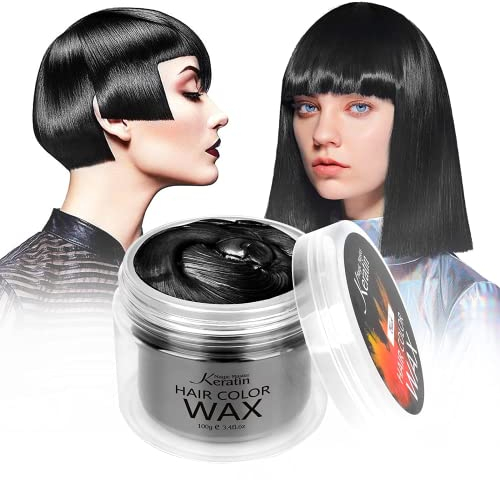 Haarfarbe Wachs, Magic Master Keratin Temporäre Frisur Creme Instant farbiger Ton für Männer und Frauen Party, Festival, Cosplay (Schwarz)