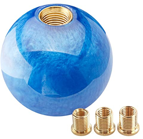 YIUIY Round Ball Shift Knob Universal Marble Style Gear Shift Knob 5 6 Speed for Manual Automatic Vehicles with Adapters (Dark Blue)