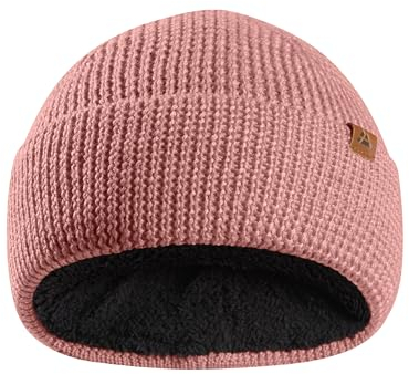 DANISH ENDURANCE Merino Kindermütze mit Fleece, Wintermütze Jungen & Mädchen, Atmungsaktive Merino Mütze, Gefütterte Beanie Mütze Kinder, Unisex, Rosa, Einheitsgröße