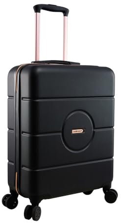 Cabin Max Anode Cabin Suitcase 55x40x20cm Cabin Luggage, Built in Lock, Lightweight, Hard Shell, Suitable for Ryanair, Easyjet, Jet 2 (Black/Rose, Ryanair Cabin Bags 55 x 40 x 20)