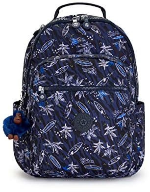 Kipling Seoul, Mochila con Protección Para Portátil 15, Impermeable, 44 cm, 27 L, 0.65 kg, Azul (Surf Sea Print)