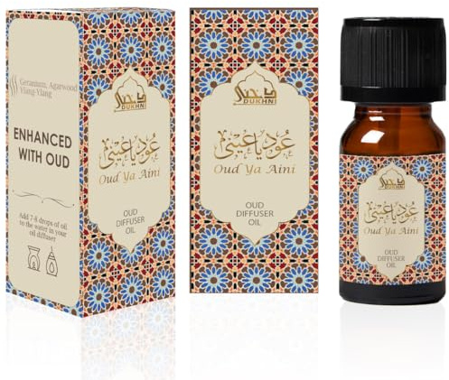 Oud Diffuser Oil, Oud ya Aini by Dukhni | 3 x 10ml Arabic Oil for Diffuser & humidifier | 100% Pure Halal, Oudh Essential Oil Blend | for Relaxation & Massage