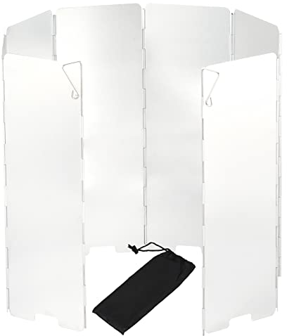 SEADESKY Faltbar Aluminium Windschutz 8 Stücke Windschutz für Gaskocher Windschutzscheibe für Campingkocher Windschutz Faltbarer Windscreen Camping für Outdoor Öfen Gaskochern