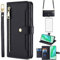 Asuwish Phone Case for OnePlus 9 Pro One Plus 9Pro 5G Wallet Cover and Screen Protector Zipper Card Holder Slot Stand Leather Cell Accessories Protective On 1Plus 1 + Plus9 1+ Pro Nine Women Men Black