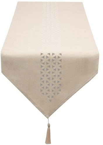 SANLEHAUSE Camino de Mesa Moderno Beige 40 x 160 cm, Lino Camino de Mesa Hueco, Liso, Elegante y de fácil Cuidado para Mesa de Comedor, Mesa de Centro, Restaurante, Decoración