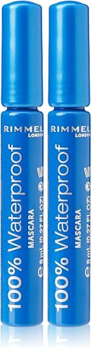 Rimmel London - Rímel resistente al agua 100%, Larga duración, Negro (Paquete de 2)