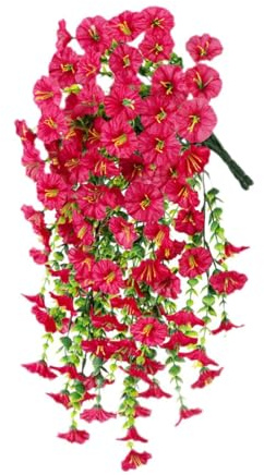 LOVIVER Decorazione di fiori sospesi artificiali Nessuna ghirlanda di decorazioni per lacrima floreale per i centri commerciali da giardino dell'hotel, Rosa Rossa