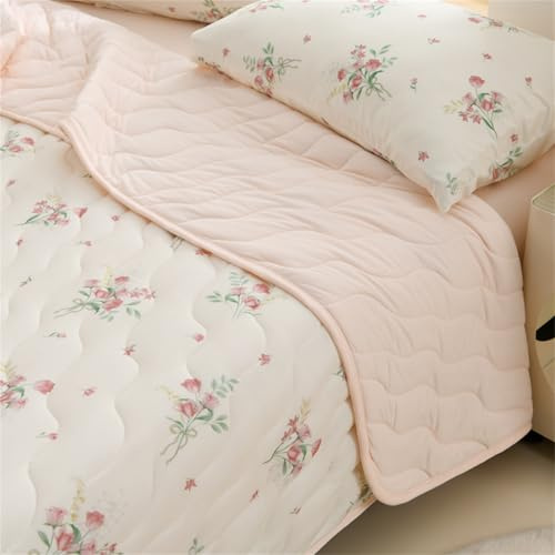 Chickwin Tagesdecke Bettüberwurf Gesteppt für Einzelbett Doppelbett, Flaumig Reversible Mikrofaser Tagesdecke Schlafzimmer Steppdecke Überwurf Sofaüberwurf (Rosa Rose,180x200cm)