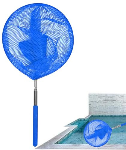 Générique Épuisette de Piscine avec Manche Télescopique, Acier Inoxydable à Maille Fine pour Spa & Petites Piscines, Panier Profond Épuisette Manuel, Outil Durable d'entretien de Piscine Extérieure