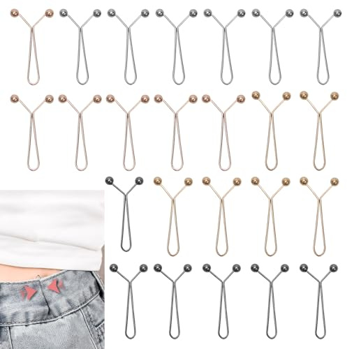 24 stycken jeansknappar, midjebyxa, justerbara jeansbroscher, byxklämmor, Jean Pearl Knappstift
