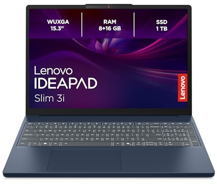 Lenovo IdeaPad Slim 3i Laptop | 15.3 WUXGA Display Entspiegelt | Intel Core i5-13420H | 24GB RAM | 1TB SSD | Intel UHD Grafik | Win11 | QWERTZ | Cosmic Blau | 3 Monate Premium Care